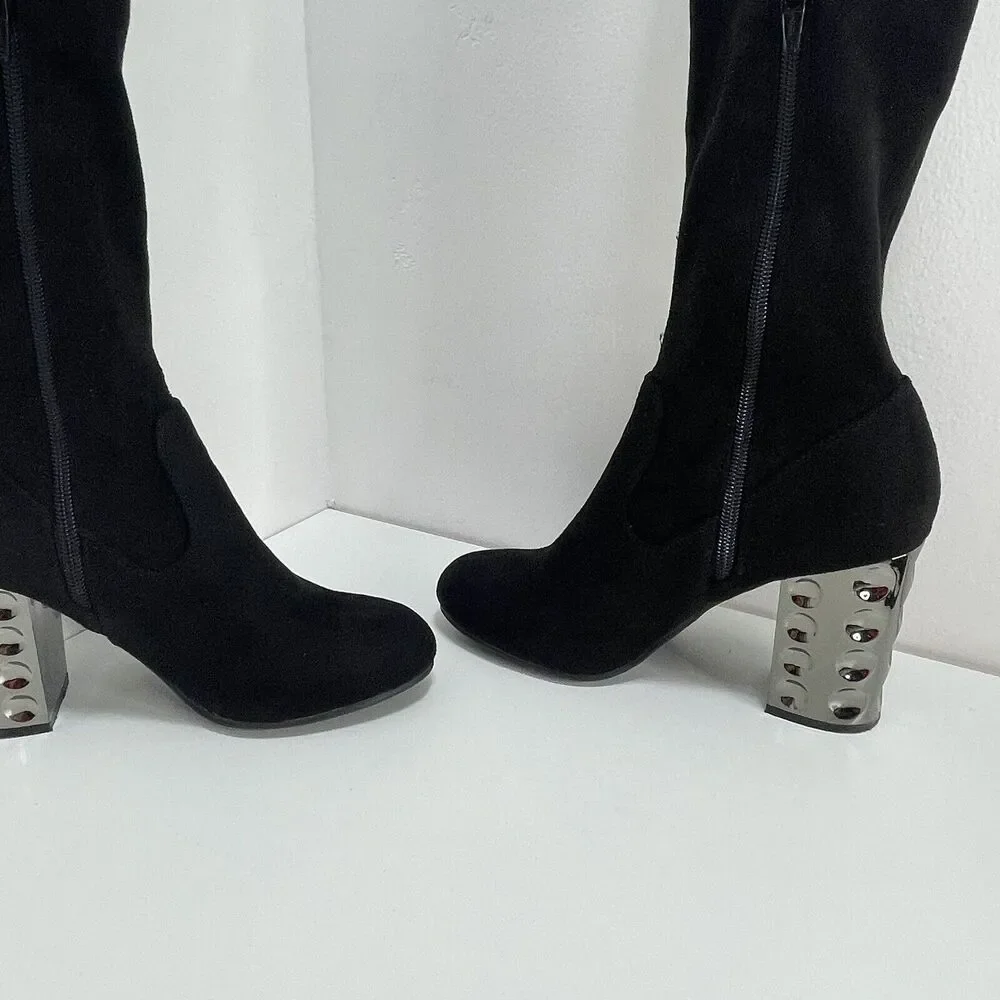 Carlos by Carlos Santana Womens Quantum Thigh High Tall Boots Mirror Heel Sz 7
